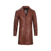 Men's Cognac Brown Real Leather Car Coat