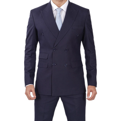 Men's Dark Blue Double Breasted Two-Piece Suit