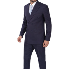 Men's Dark Blue Double Breasted Two-Piece Suit
