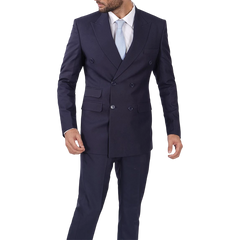 Men's Dark Blue Double Breasted Two-Piece Suit