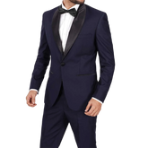 Men's Dark Blue Tuxedo with Classic Black Shawl Collar