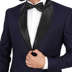 Men's Dark Blue Tuxedo with Classic Black Shawl Collar