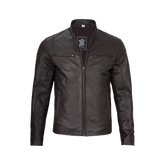 Men's Dark Brown Cafe Racer Leather Jacket