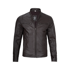 Men's Dark Brown Cafe Racer Leather Jacket