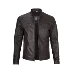 Men's Dark Brown Cafe Racer Leather Jacket