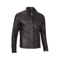 Men's Dark Brown Cafe Racer Leather Jacket