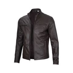 Men's Dark Brown Cafe Racer Leather Jacket