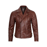 Men's Dark Brown Quilted Asymmetrical Leather Biker Jacket