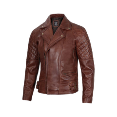 Men's Dark Brown Quilted Asymmetrical Leather Biker Jacket
