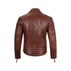 Men's Dark Brown Quilted Asymmetrical Leather Biker Jacket