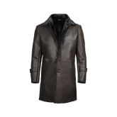 Men's Dark Brown Real Leather Shearling Coat