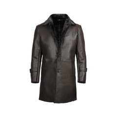 Men's Dark Brown Real Leather Shearling Coat