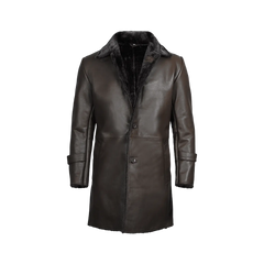 Men's Dark Brown Real Leather Shearling Coat