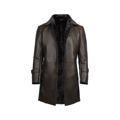 Men's Dark Brown Real Leather Shearling Coat