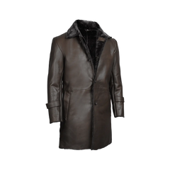 Men's Dark Brown Real Leather Shearling Coat