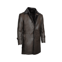 Men's Dark Brown Real Leather Shearling Coat