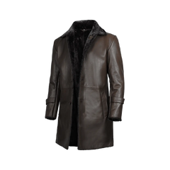 Men's Dark Brown Real Leather Shearling Coat
