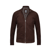 Men's Dark Brown Suede Jacket — Cafe Racer Style