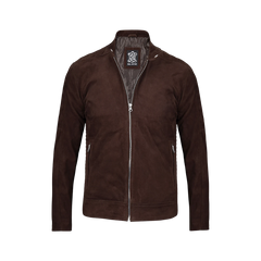 Men's Dark Brown Suede Jacket — Cafe Racer Style