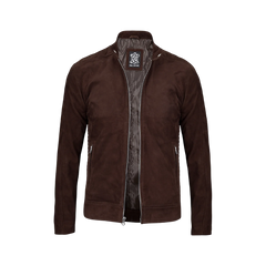 Men's Dark Brown Suede Jacket — Cafe Racer Style