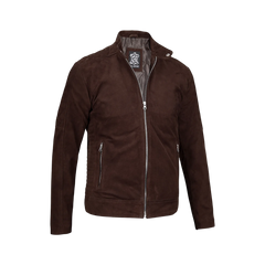 Men's Dark Brown Suede Jacket — Cafe Racer Style