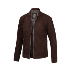 Men's Dark Brown Suede Jacket — Cafe Racer Style
