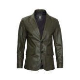 Men's Dark Green Blazer Real Leather Jacket