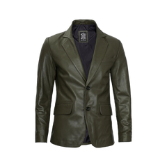 Men's Dark Green Blazer Real Leather Jacket