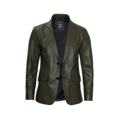 Men's Dark Green Blazer Real Leather Jacket