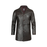 Men's Distressed Dark Brown Leather Car Coat
