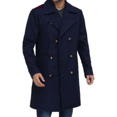 Men's Double Breasted Blue Peacoat