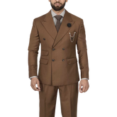 Men's Double-Breasted Brown Two-Piece Suit