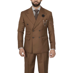 Men's Double-Breasted Brown Two-Piece Suit