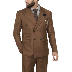 Men's Double-Breasted Brown Two-Piece Suit