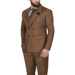 Men's Double-Breasted Brown Two-Piece Suit