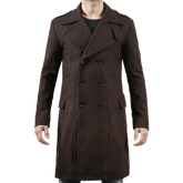 Men's Double Breasted Chocolate Brown Wool Coat