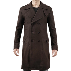 Men's Double Breasted Chocolate Brown Wool Coat