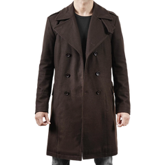 Men's Double Breasted Chocolate Brown Wool Coat