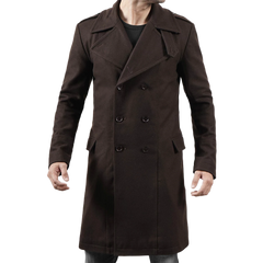 Men's Double Breasted Chocolate Brown Wool Coat