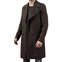 Men's Double Breasted Chocolate Brown Wool Coat