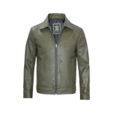 Men's Harrington Olive Green Leather Jacket