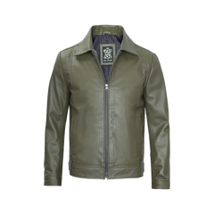 Men's Harrington Olive Green Leather Jacket