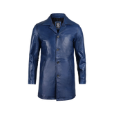 Mens' Blue Waxed Leather 3/4 Car Coat