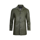 Men's Leather Military Green 3/4 Car Coat