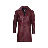 Men's Burgundy Real Leather Car Coat