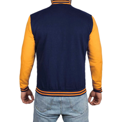 Men's Navy Blue and Yellow Varsity Jacket | Baseball Letterman