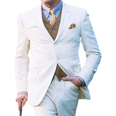 Men's Off-White 3-Piece Wedding Suit - Classic Formal Wear