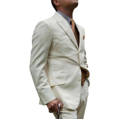 Men's Off-White 3-Piece Wedding Suit - Classic Formal Wear
