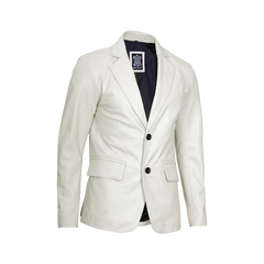 Men's Off White Blazer Real Leather Jacket