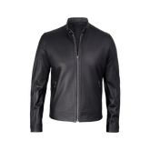 Men's Premium Black Cafe Racer Leather Jacket